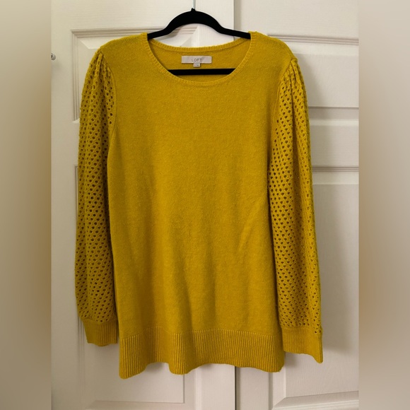 LOFT Sweaters Loft Yellow Sweater With Balloon Sleeves Poshmark